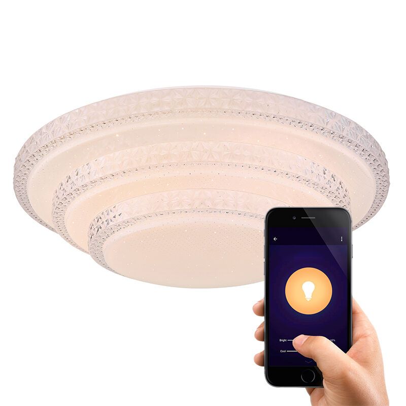Candeeiro de teto inteligente branco de metal, Aldin, 30W, LED ajustável de branco quente a branco frio