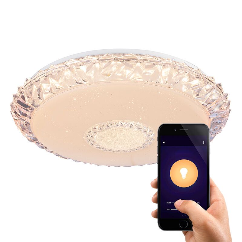Candeeiro de teto inteligente branco de metal, Taylan, 40W, LED ajustável de branco quente a branco frio