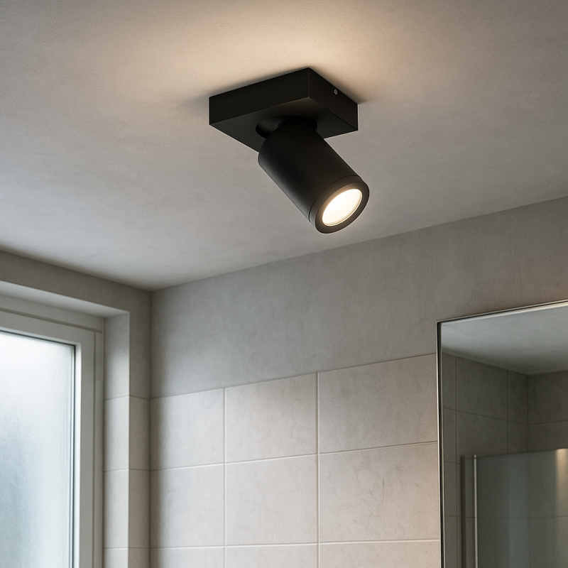 Foco de teto preto moderno, Kenan, IP44