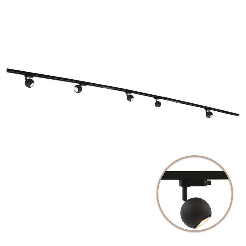 Sistema de trilho de luz monofásico de metal preta, Alco