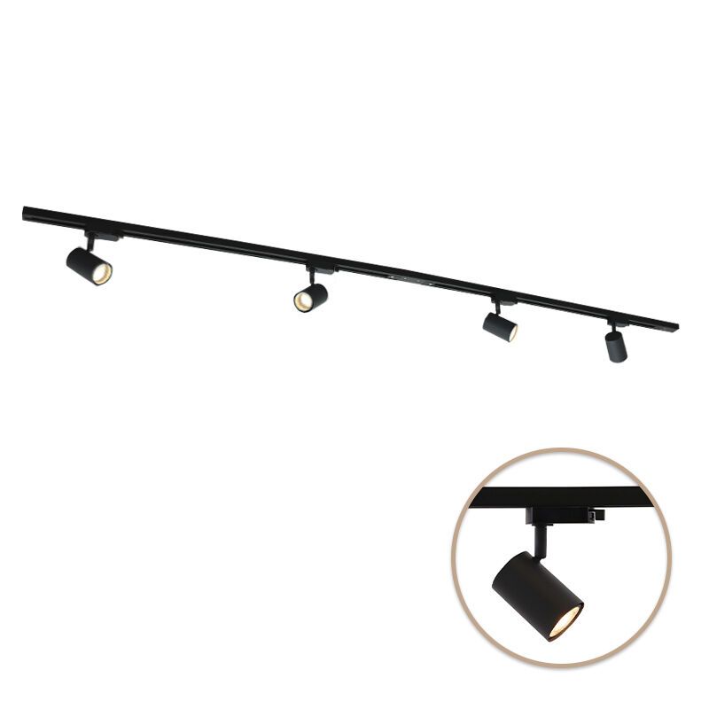 Sistema de trilho de luz monofásico de metal preta, Elena
