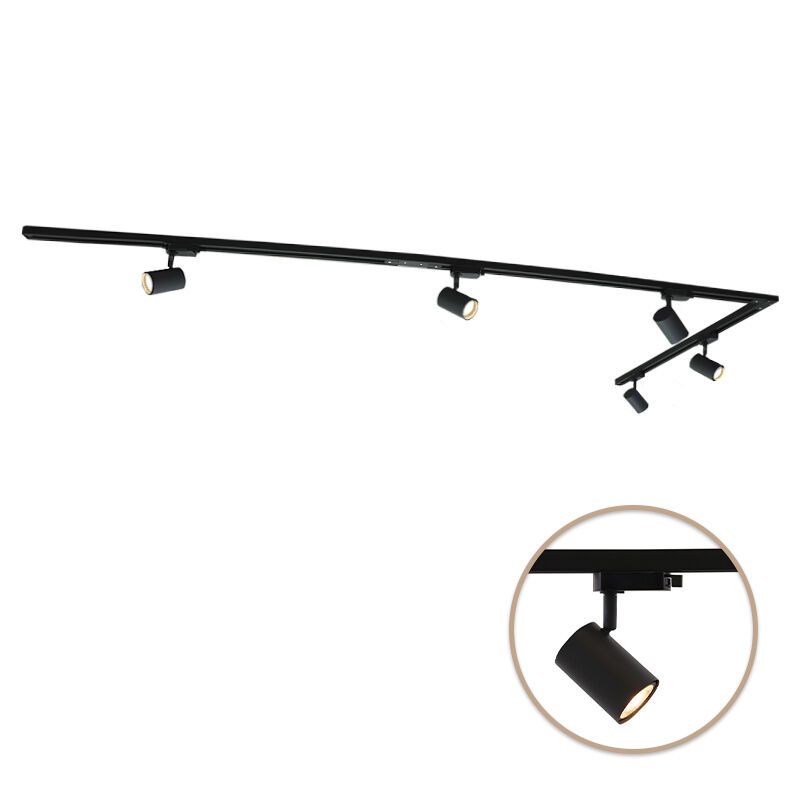 Sistema de trilho de luz monofásico de metal preta, Elena