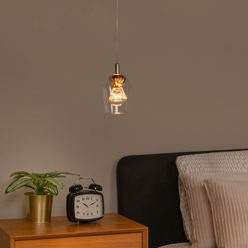 Candeeiro suspenso moderno transparente, Berliane, 4W, LED 2700K Candeeiro suspenso moderno transparente, Berliane, 4W, LED 2700K