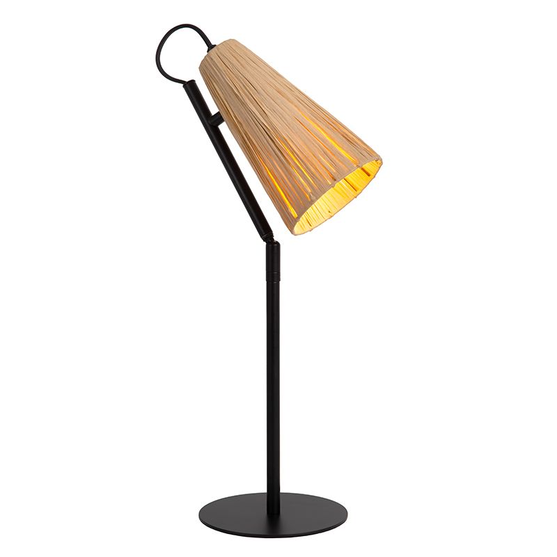 Candeeiro de mesa de rattan castanho, Bensen, com interruptor Candeeiro de mesa de rattan castanho, Bensen, com interruptor