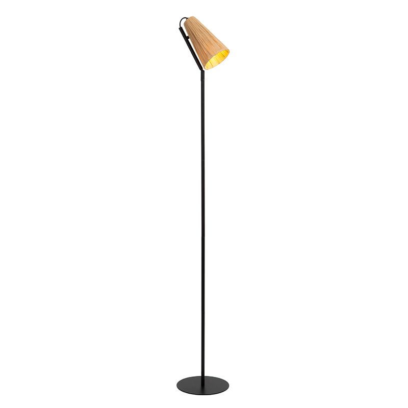 Candeeiro de pé de rattan castanho, Bensen, com interruptor