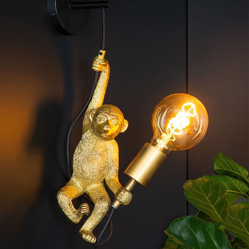 Aplique de parede retrô dourado, Extravaganza Chimp Aplique de parede retrô dourado, Extravaganza Chimp