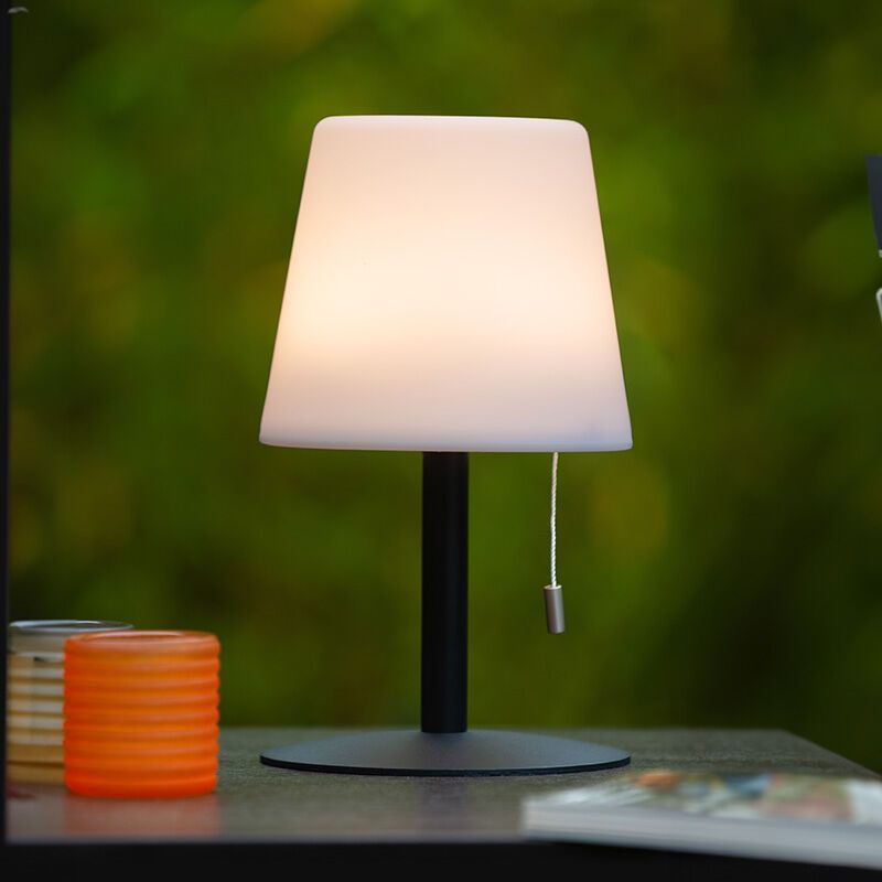 Candeeiro de mesa exterior recarregável moderno branco, Rio, 1,8W, LED RGBW, IP44, com interruptor de cordão