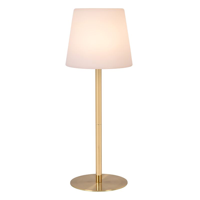Candeeiro de mesa exterior recarregável moderno dourado, Tyon, 2W, LED 2700K, IP65, com dimmer tátil Candeeiro de mesa exterior recarregável moderno dourado, Tyon, 2W, LED 2700K, IP65, com dimmer tátil