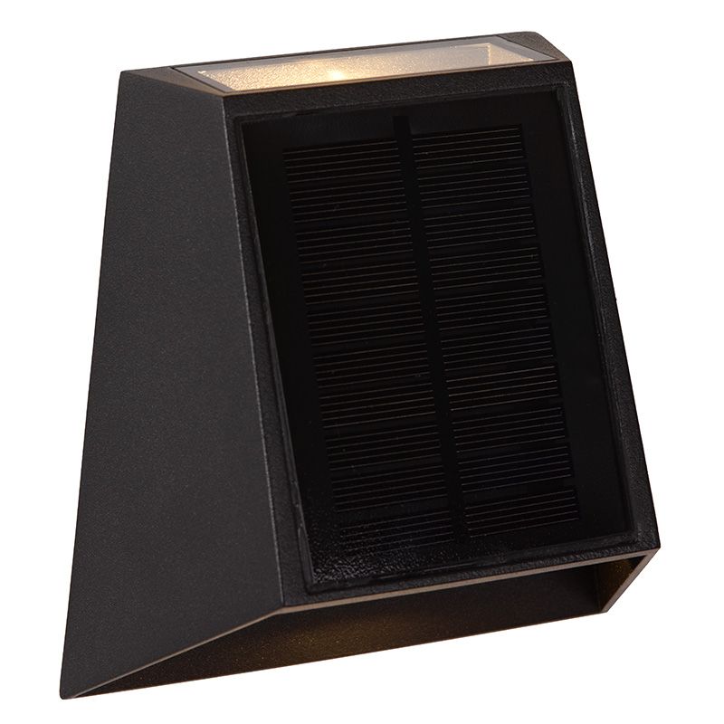 Candeeiro de parede exterior solar moderno preto, Luton, 1W, LED 2700K, IP54