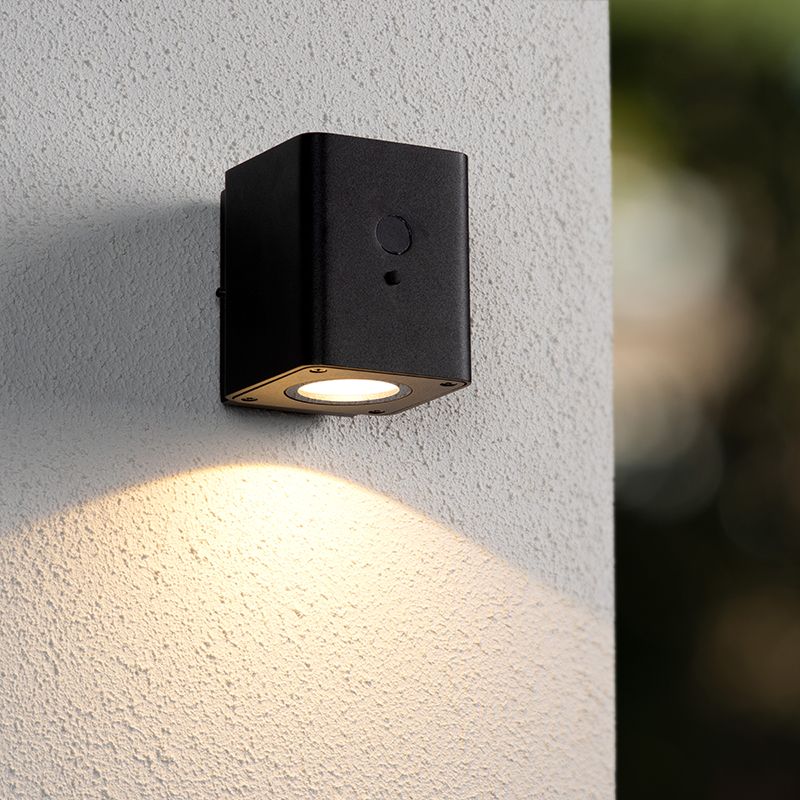 Candeeiro de parede exterior solar moderno preto, Ramin, 1W, LED 3000K, IP54