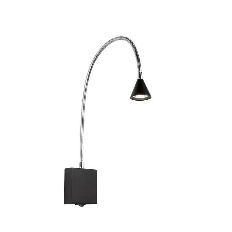 Aplique de parede moderno preto, Buddy, 3W, LED 4000K, com interruptor