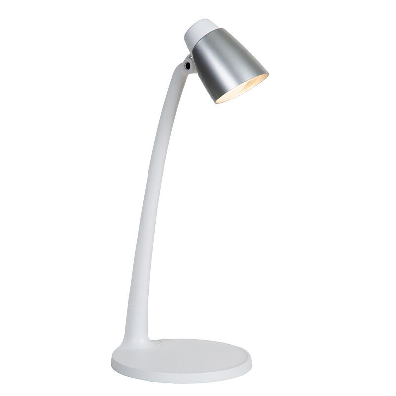 Candeeiro de secretaria clássico branco, Ludo, 4,5W, LED 3000K, com interruptor
