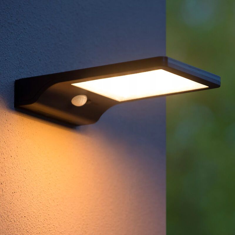 Candeeiro de parede exterior com sensor de movimento moderno preto, Basic, 3W, LED 2700K, IP44