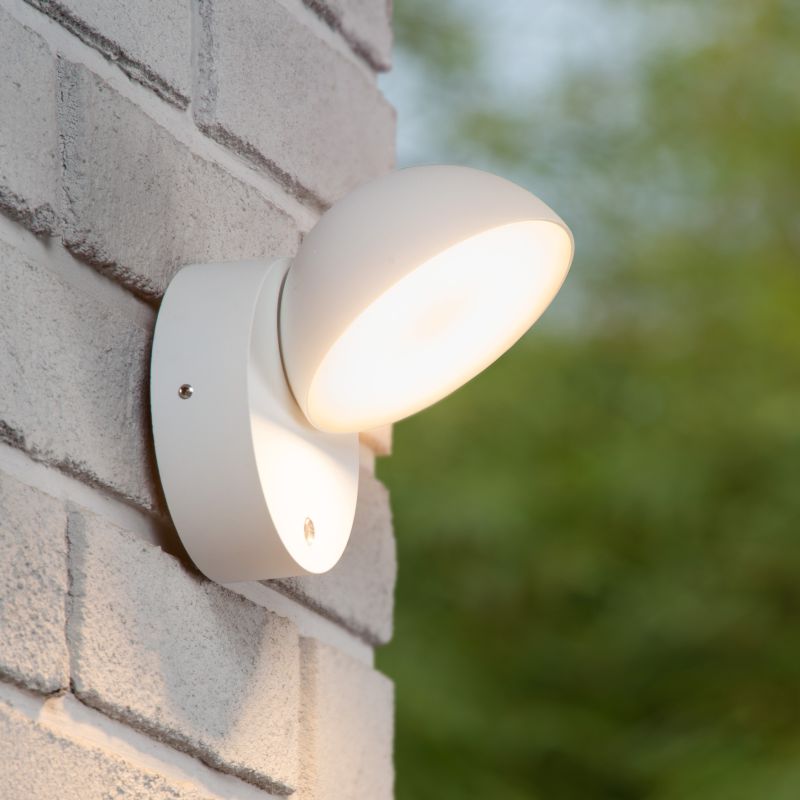 Candeeiro de parede exterior com sensor crepuscular moderno branco, Finn, 12W, LED 3000K, IP54