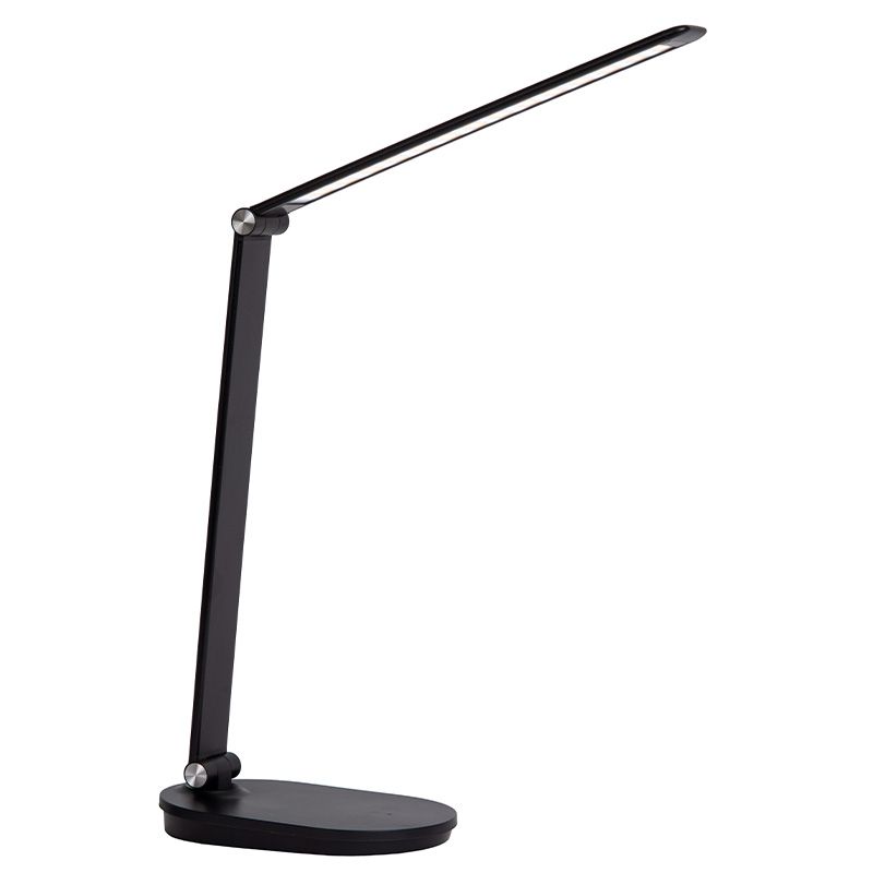Candeeiro de secretaria moderno preto, Aldwin, 8W, LED ajustável de branco quente a branco frio, com dimmer tátil