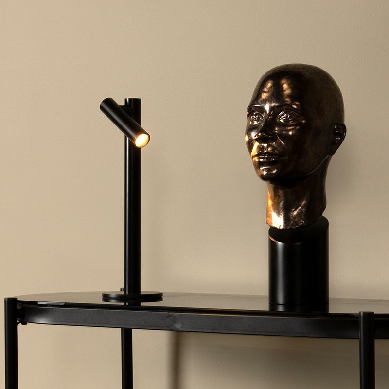 Candeeiro de mesa recarregável moderno preto, Antrim, 2,2W, LED 2700K, IP54, com dimmer tátil