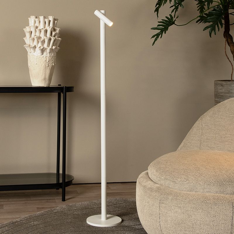 Candeeiro de pé recarregável moderno branco, Antrim, 2,2W, LED 2700K, IP54, com dimmer tátil