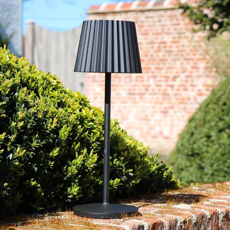 Candeeiro de mesa exterior rústico preto, Justine, 2W, LED 2700K, IP54, com dimmer tátil