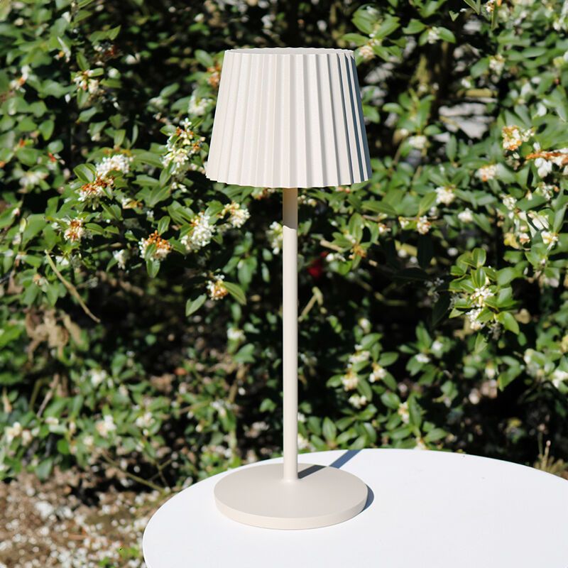 Candeeiro de mesa exterior rústico bege, Justine, 2W, LED 2700K, IP54, com dimmer tátil