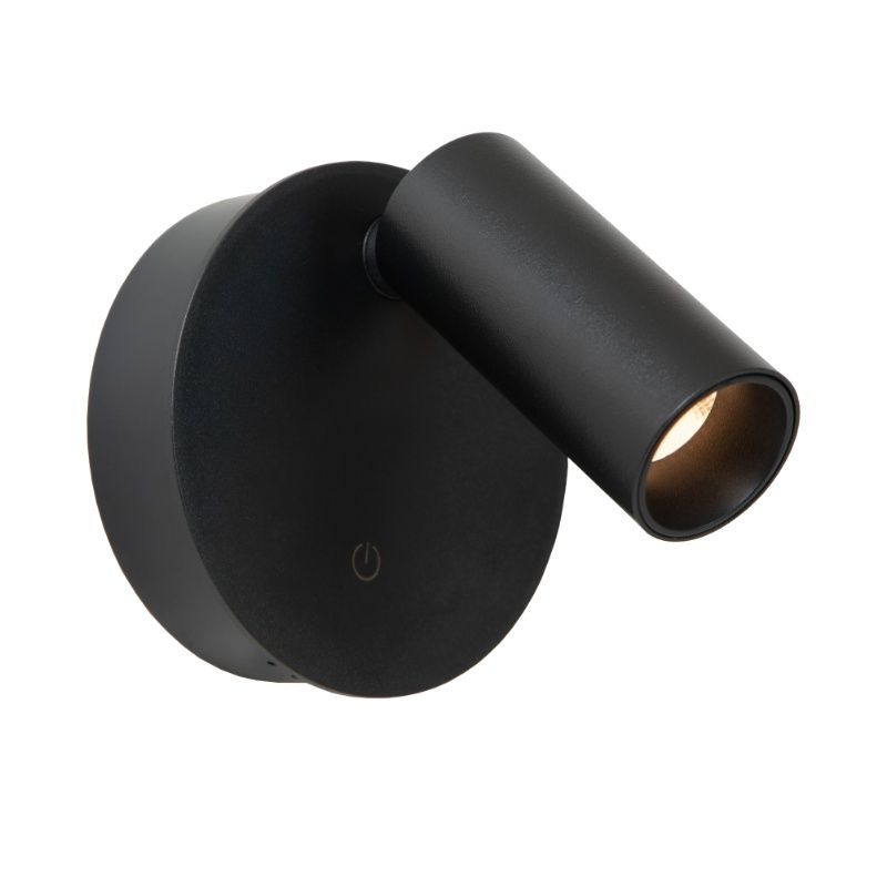 Candeeiro de parede recarregável moderno preto, Toni, 2W, LED white switch, com dimmer tátil