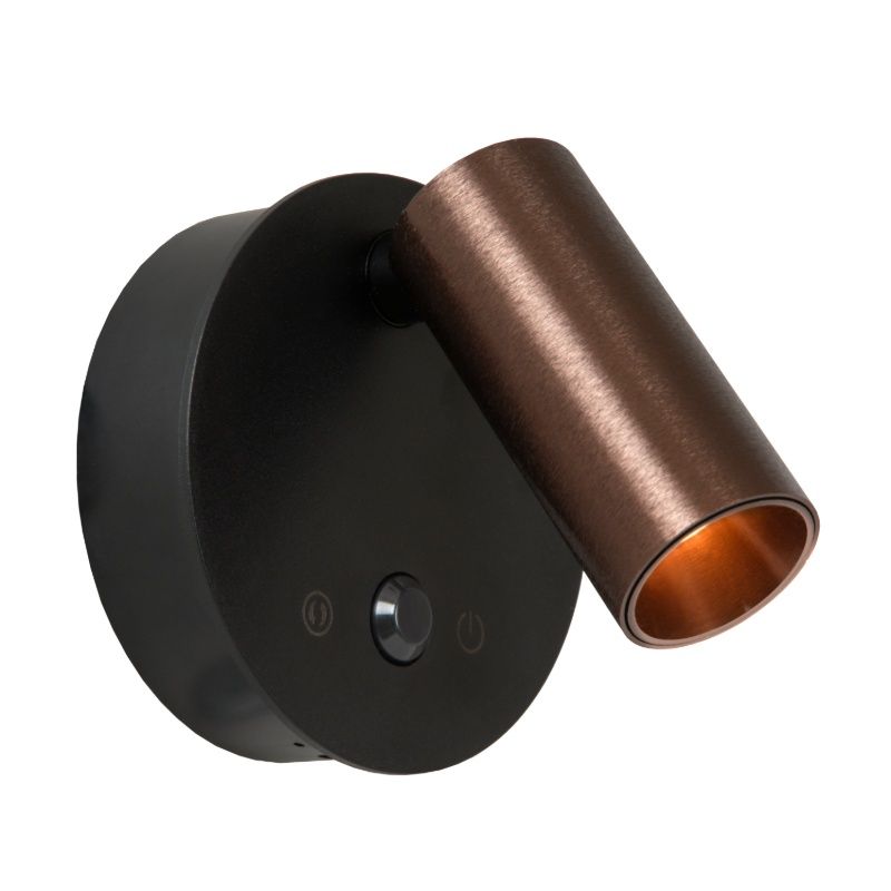 Candeeiro de parede recarregável moderno castanho, Toni, 2W, LED white switch, com dimmer tátil Candeeiro de parede recarregável moderno castanho, Toni, 2W, LED white switch, com dimmer tátil
