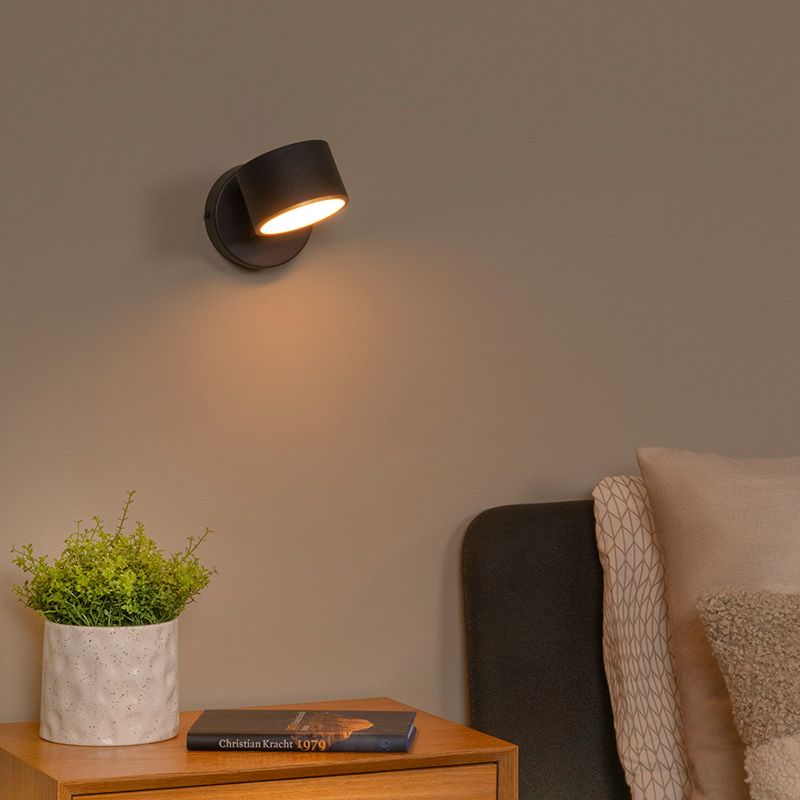 Aplique de parede moderno preto, Gian, 9W, LED 2700K