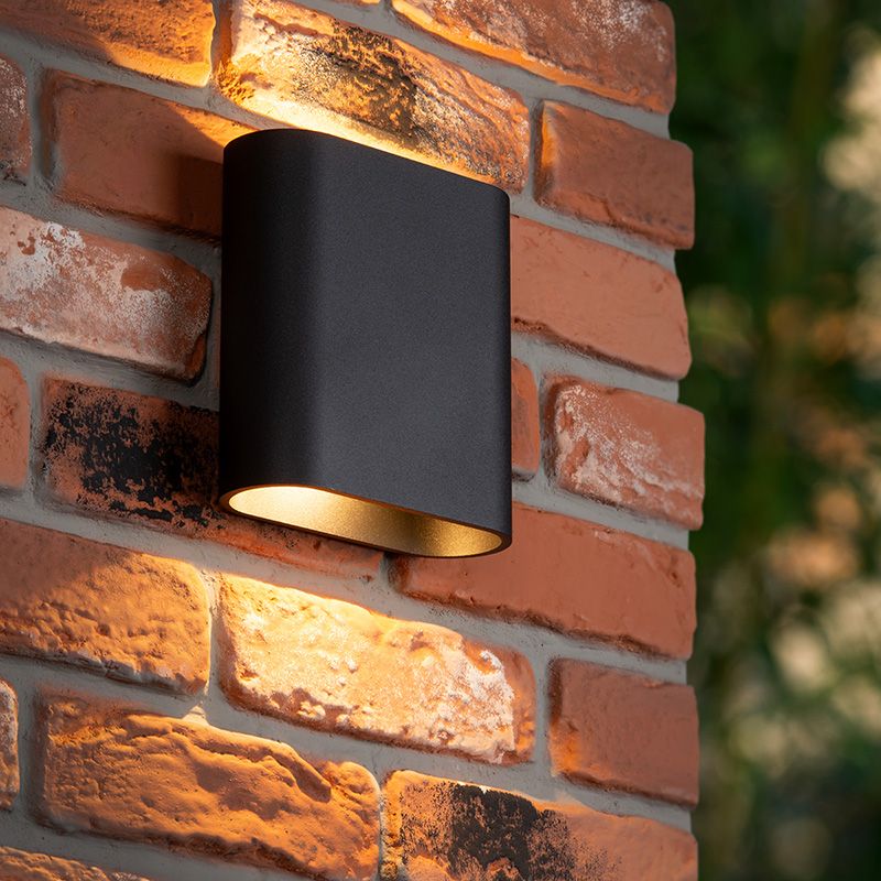 Candeeiro up down moderno preto, Atila, 5W, LED 2700K, IP54 Candeeiro up down moderno preto, Atila, 5W, LED 2700K, IP54