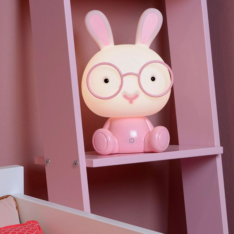 Candeeiro de mesa quarto infantil de plástico rosa, Dodo, 3W, LED 4000K, com dimmer tátil