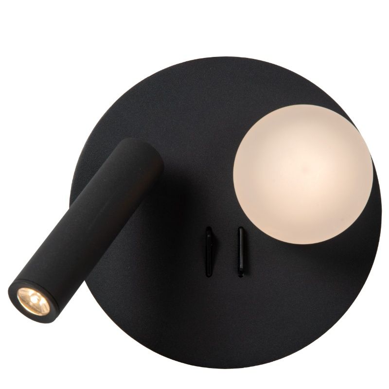 Candeeiro de cabeceira moderno preto, Matiz, 3,5W, LED 3000K, com interruptor