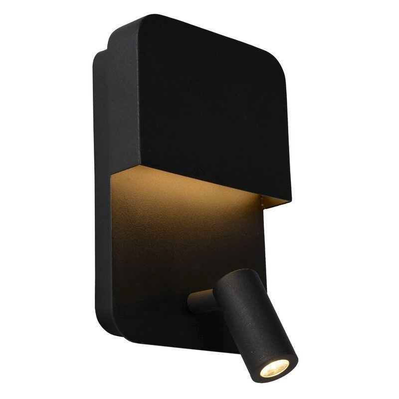 Aplique de parede moderno preto, Boxer, 5W, LED 3000K, com interruptor