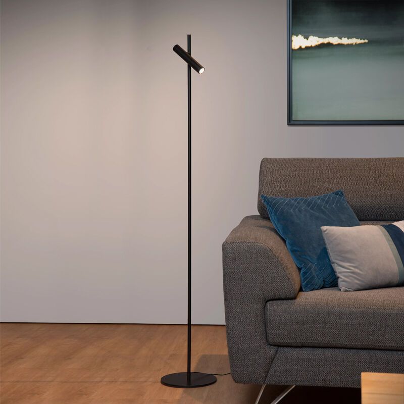 Candeeiro de leitura de pé moderno preto, Philon, 4,5W, LED 3000K, com dimmer tátil