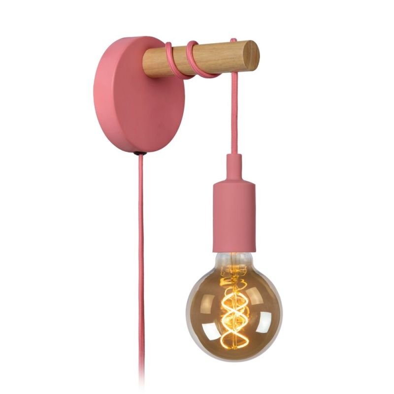 Candeeiro de parede quarto infantil moderno rosa, Paulien, com interruptor