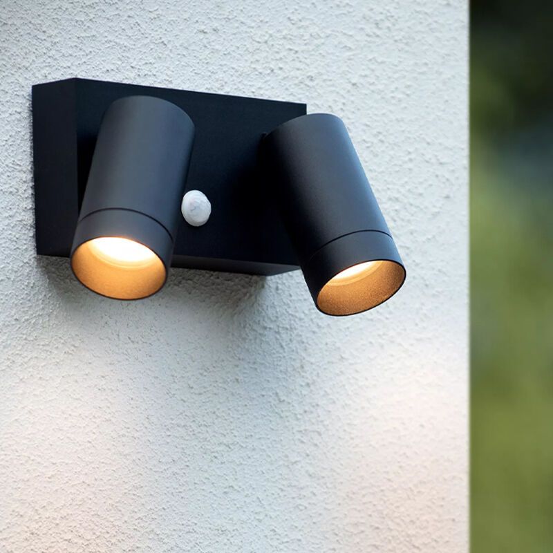 Candeeiro de parede exterior com sensor de movimento moderno preto, Taylor, IP54