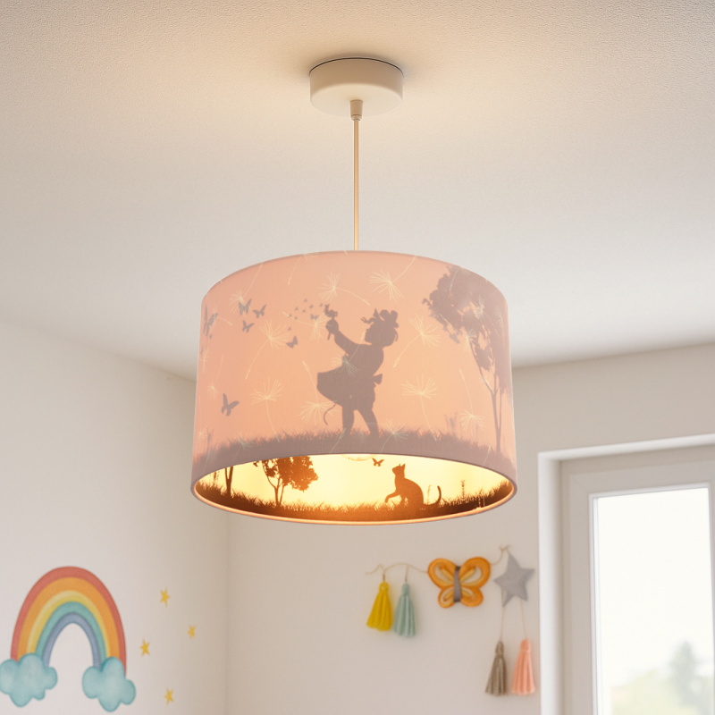 Candeeiro suspenso quarto infantil de tecido rosa, Vlinder Candeeiro suspenso quarto infantil de tecido rosa, Vlinder