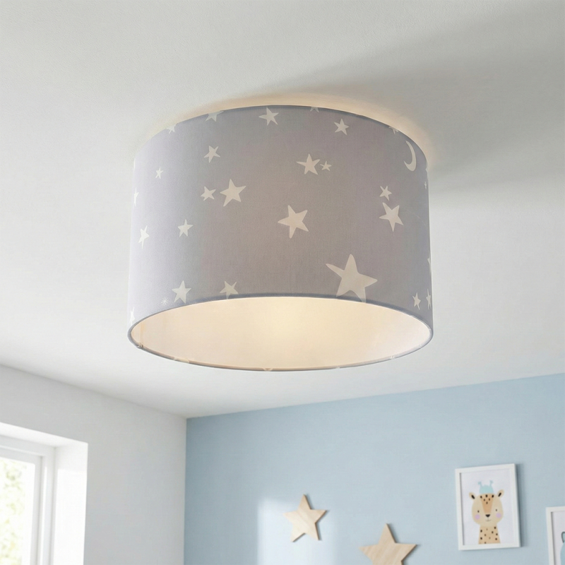 Plafon quarto infantil de tecido cinzento, Stars Plafon quarto infantil de tecido cinzento, Stars