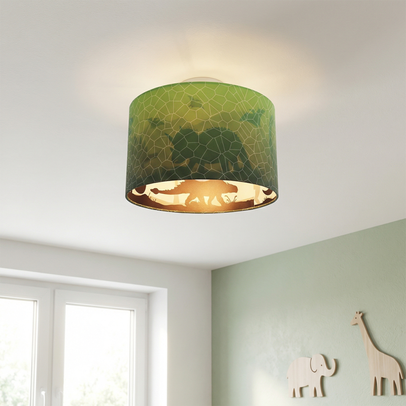 Plafon quarto infantil moderno verde, Dino Plafon quarto infantil moderno verde, Dino