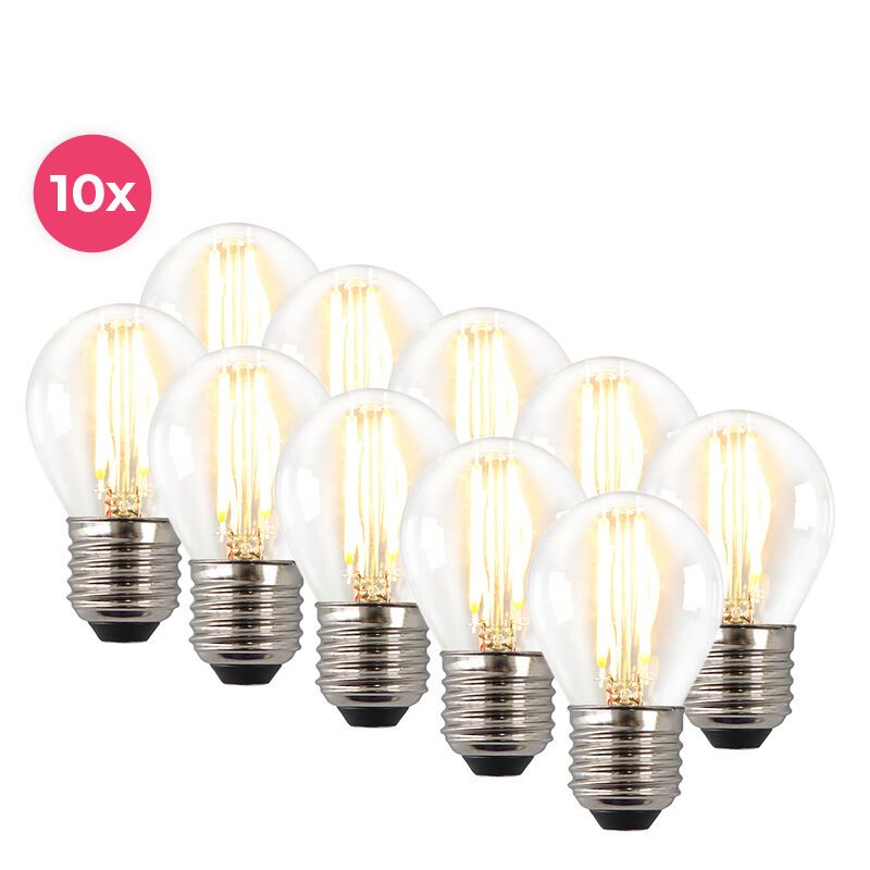 Pacote com 10 lâmpadas LED Melchis E27 dimerizáveis, 4W branco quente.
