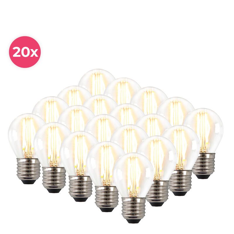 Pacote com 20 lâmpadas LED Melchis E27 dimerizáveis, 4W branco quente.