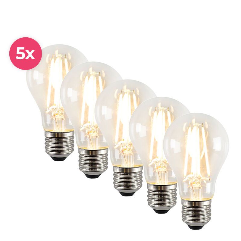 Kit com 5 lâmpadas LED Yona E27 A60 dimerizáveis, 2700k, 4w