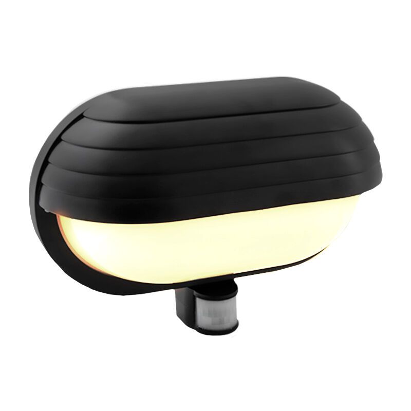 Candeeiro de parede exterior com sensor de movimento de plástico preto, Killian, IP44