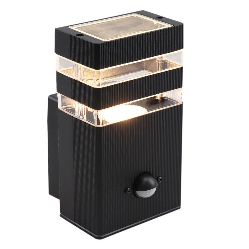 Candeeiro de parede exterior com sensor de movimento moderno preto, Albin, IP54