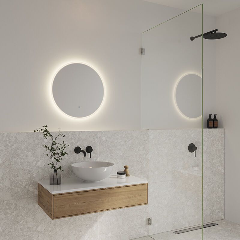Espelho com iluminação moderno cinzento, Dovina, 20W, LED 4000K, IP44, com interruptor