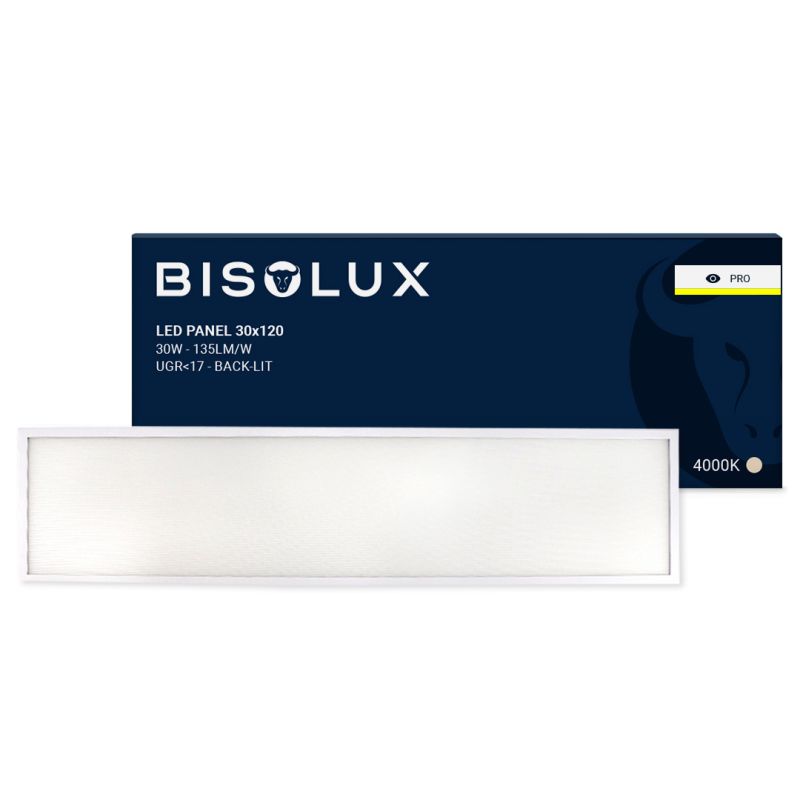 Painel LED 120x30 cm - 135 lm/W - UGR<17 - 4000K - Retroiluminado Painel LED 120x30 cm - 135 lm/W - UGR<17 - 4000K - Retroiluminado