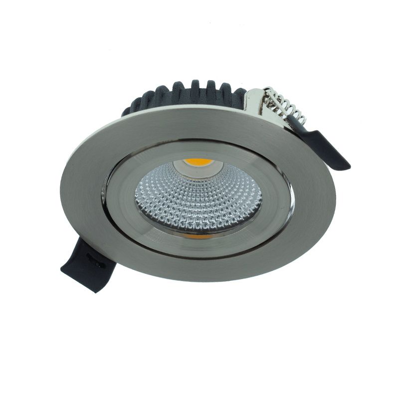 Downlight de alumínio prateado, Wimke, 5W, LED 2700K, IP44 Downlight de alumínio prateado, Wimke, 5W, LED 2700K, IP44