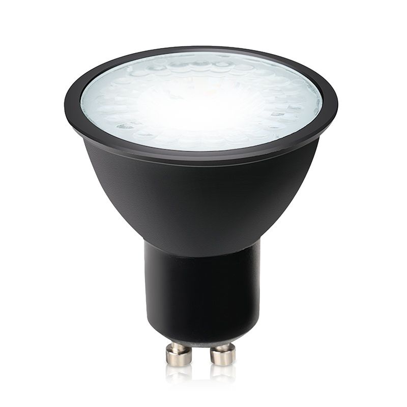 Lâmpada LED GU10 dimerizável Antonie, preta, 7W, 4000K Lâmpada LED GU10 dimerizável Antonie, preta, 7W, 4000K