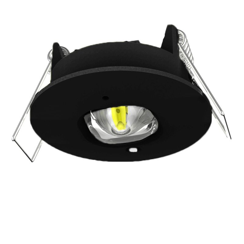 Refletor de emergência embutido preto, 1W, LED 6000K, IP22