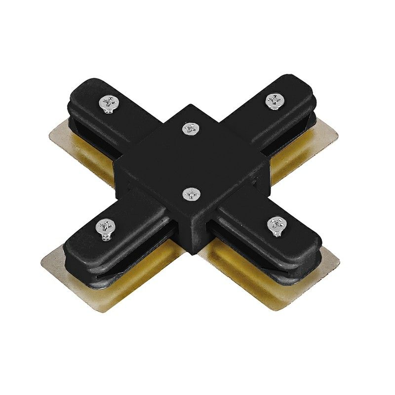 Conector em forma de X para iluminação de trilho monofásica, preto