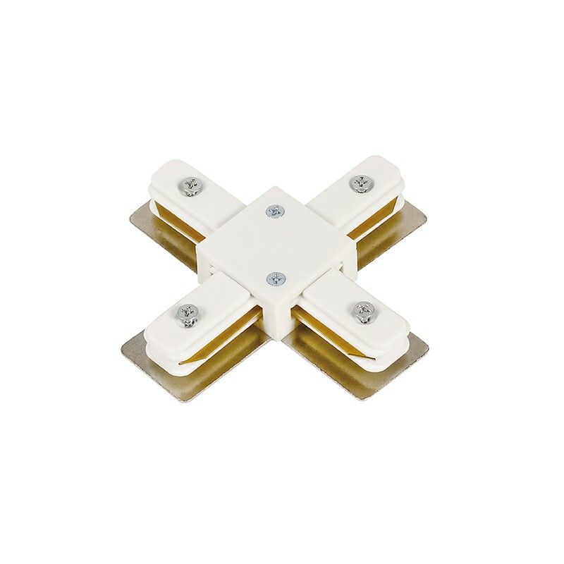 Conector em forma de X para iluminação de trilho monofásica, branco