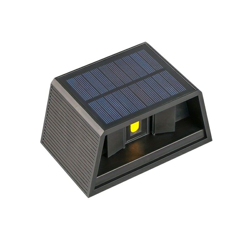 Luminária de parede externa preta, movida a energia solar, em plástico, Shira, 3W, LED 2700K, IP65