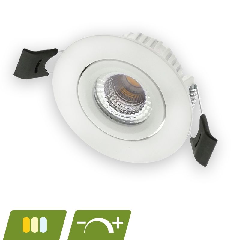 Luminária embutida branca de alumínio, modelo Phyllis, 5W, LED com interruptor branco, IP65 Luminária embutida branca de alumínio, modelo Phyllis, 5W, LED com interruptor branco, IP65